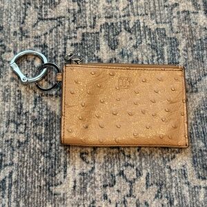 Oventure Beige Ostrich Print Leather Card Wallet